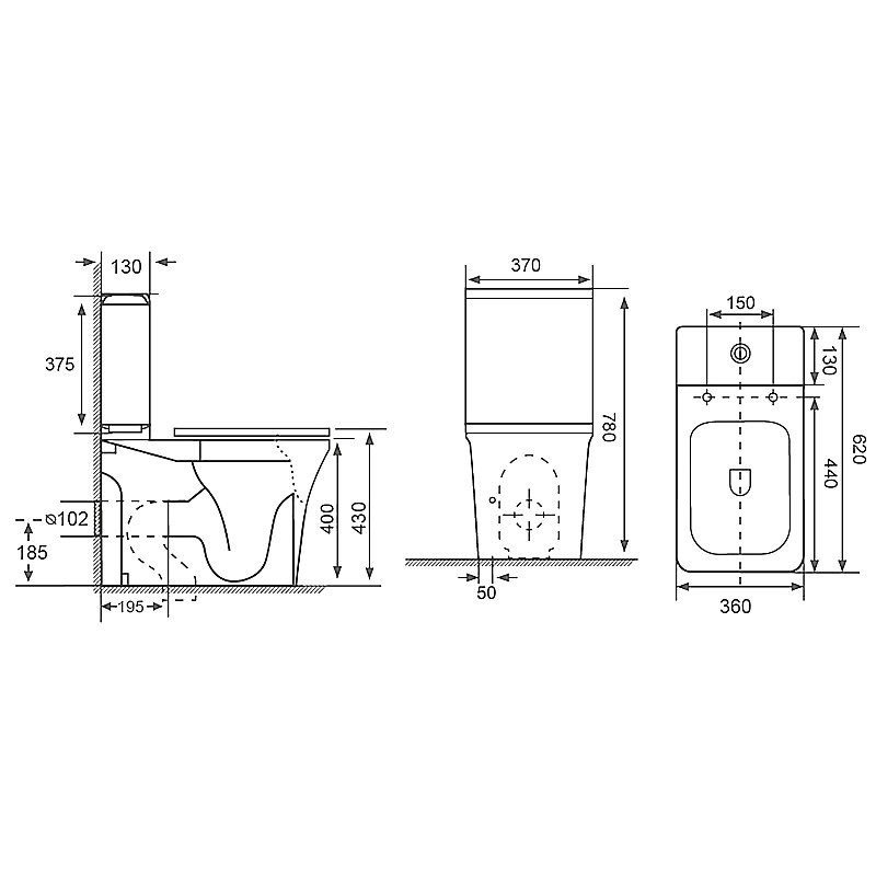Унитаз-компакт напольный AZARIO Candy AZ-1503B глянцевый белый