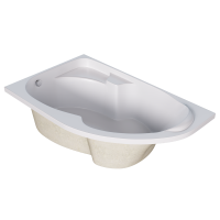 Акриловая ванна 1MarKa Diana L Премиум 170x105 см, угловая, левая, пристенная, белая, асимметричная, с каркасом, с экраном, с сиденьем, со сливом-переливом