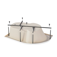 Акриловая ванна 1MarKa Diana L Премиум 170x105 см, угловая, левая, пристенная, белая, асимметричная, с каркасом, с экраном, с сиденьем, со сливом-переливом