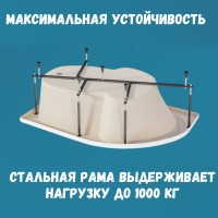 Акриловая ванна 1MarKa Diana L Премиум 170x105 см, угловая, левая, пристенная, белая, асимметричная, с каркасом, с экраном, с сиденьем, со сливом-переливом