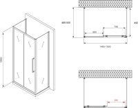 Душевой уголок Abber Schwarzer Diamant AG30150BH-S50B-S50B 150x50, профиль черный,  стекло прозрачное