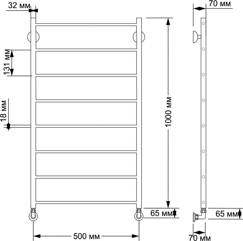 Полотенцесушитель водяной Secado Триада 1 105x55 см, бронза, лесенка, латунь