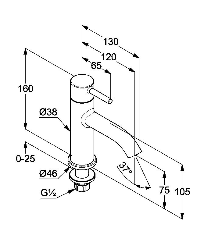Смеситель для раковины Kludi Bozz 381183976 черный матовый