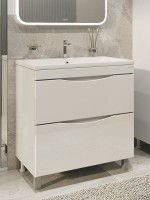 Тумба с раковиной Grossman Виста 90 напольная, 2 ящика, белый глянец