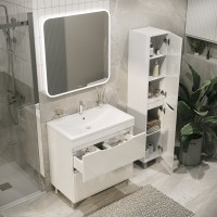 Тумба с раковиной Grossman Виста 90 напольная, 2 ящика, белый глянец