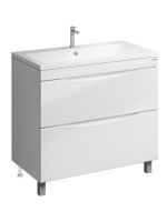 Тумба с раковиной Grossman Виста 90 напольная, 2 ящика, белый глянец
