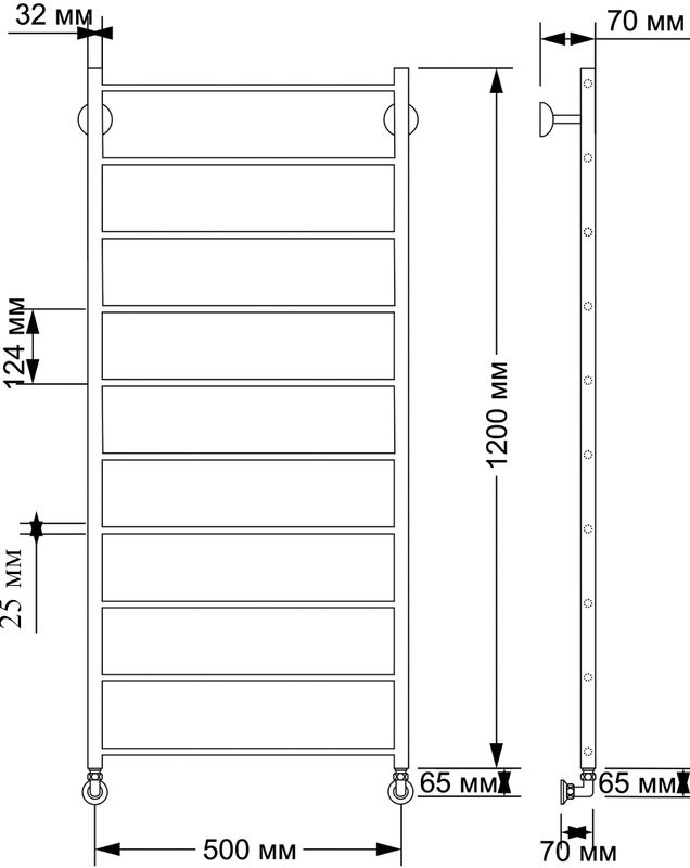 Полотенцесушитель водяной Secado Триада 1 плюс 125x55 см, бронза, лесенка, латунь