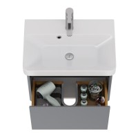 Тумба с раковиной Dreja Luxury 55 подвесная, серый базальт