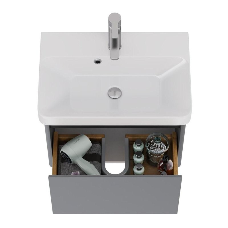 Тумба с раковиной Dreja Luxury 55 подвесная, серый базальт