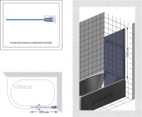 Шторка на ванну Kubele DE020 DE020P601-CLN-MT- 85х150 150х85, профиль матовый хром