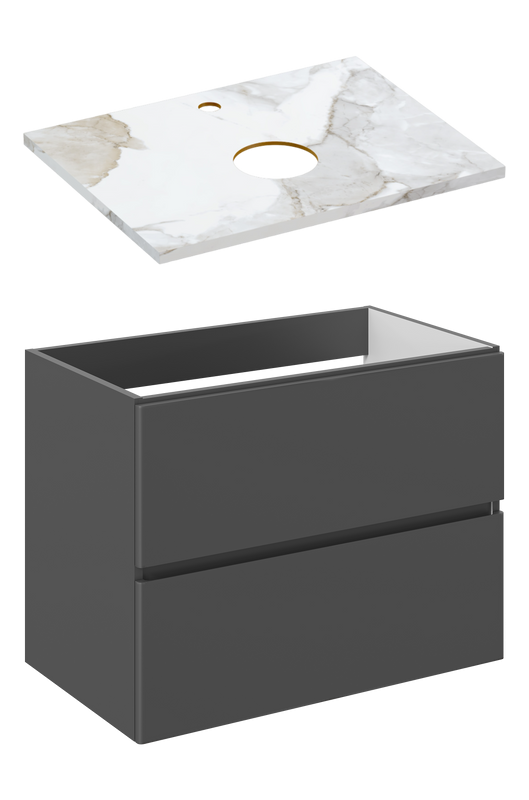 Тумба под раковину со столешницей STWORKI Колдинг 80 антрацит, сатиновая белая