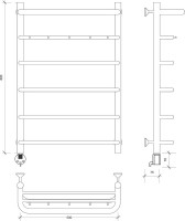 Полотенцесушитель электрический Secado Мерида 1 КСП 85x55 см, подключение слева, глянцевый хром, лесенка, с полкой