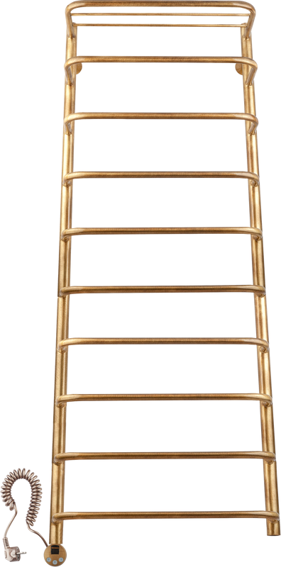 Полотенцесушитель электрический Secado Мерида 2 125x55 см, подключение слева, бронза, лесенка, латунь, с полкой