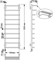 Полотенцесушитель электрический Secado Мерида 2 125x55 см, подключение слева, бронза, лесенка, латунь, с полкой