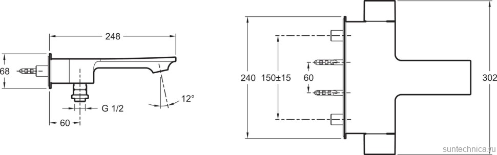 Смеситель для ванны с душем Jacob Delafon Stance Stance E9100-CP
