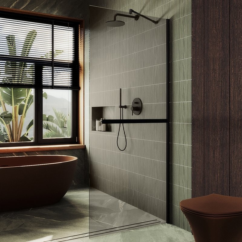 Душевая перегородка Maybahglass MGD-715-6ш 119 см, профиль черный, стекло бронза