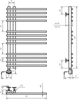 Полотенцесушитель электрический Domoterm Гамма П12 7x80, правый, золото