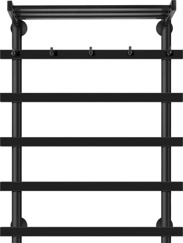 Полотенцесушитель водяной Secado Понтида 1 КСП 80x60 см, матовый черный, лесенка, с полкой