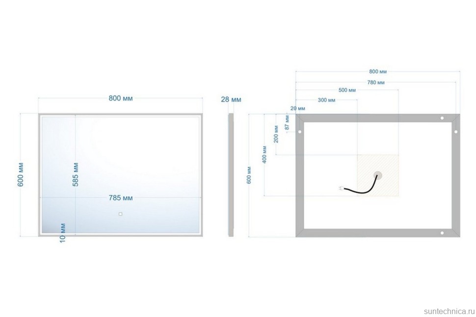 Зеркало Abber See AG6108SL-0.8 80х60 см, с подсветкой