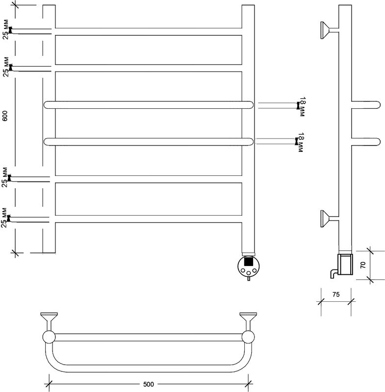 Полотенцесушитель электрический Secado Триест 4603777471132 60x50 см, подключение справа, матовый черный, лесенка