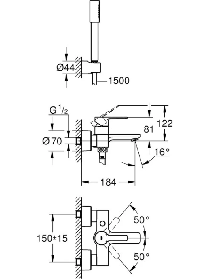 Смеситель для ванны с душем Grohe Lineare New 33850001