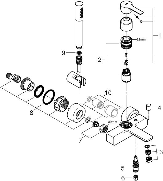 Смеситель для ванны с душем Grohe Lineare New 33850001
