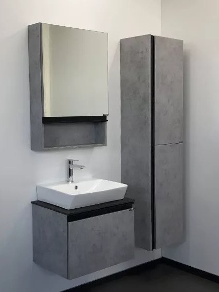 Мебель для ванной комнаты Comforty Эдинбург 60-2 подвесная, светлый бетон, с раковиной 9055RA-50