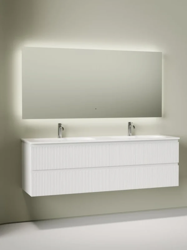 Комплект Тумба для комплекта Sancos Snob T 80, bianco 2 шт + Мебельная раковина Ceramicanova Grace CN7023 + Донный клапан для раковины Ceramicanova CN2000, 2 шт+ Смеситель для раковины Sancos Etna, хром, SC9001CH 2 шт + Зеркало для ванной комнаты Sancos S