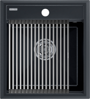 Мойка кухонная Paulmark Stepia + Step PM114651-BLM+R375-BS черный металлик