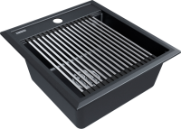 Мойка кухонная Paulmark Stepia + Step PM114651-BLM+R375-BS черный металлик