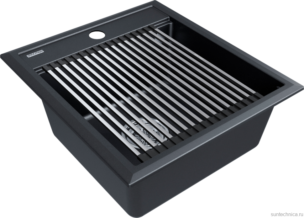 Мойка кухонная Paulmark Stepia + Step PM114651-BLM+R375-BS черный металлик