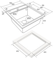 Мойка кухонная Paulmark Stepia + Step PM114651-BLM+R375-BS черный металлик