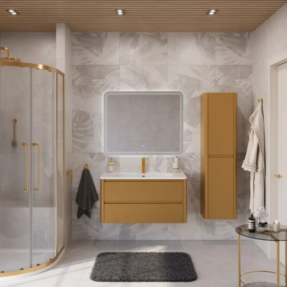 Мебель для ванной комнаты Cezares Relax 100 брашированное золото, раковина Cezares CZR-1000/480-LV-MR-NV