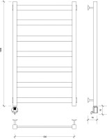 Полотенцесушитель электрический Secado Комано 2 L 105x55 см, подключение слева, хром, лесенка