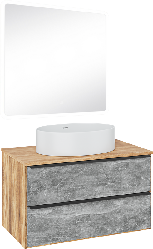Мебель для ванной комнаты Runo Мальта 85 дуб, серая, раковина Ovale 50