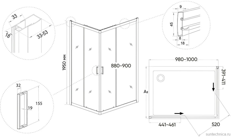 Душевой уголок Veconi Rovigo RV-10 100x90