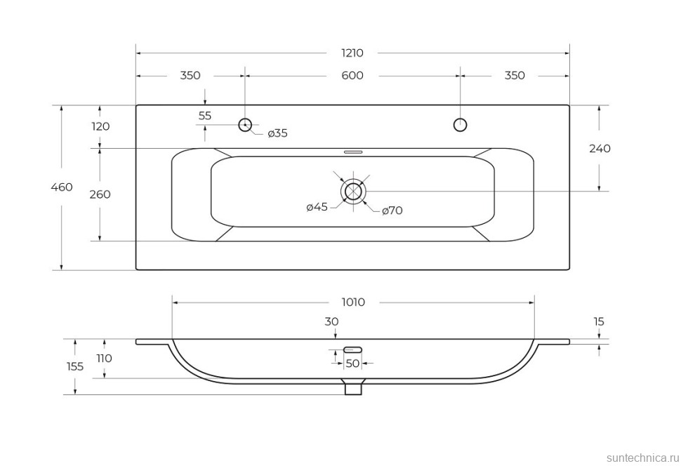 Мебель для ванной комнаты Cezares Duet 120 sapfiro, раковина Cezares CZR-8073-120-1-2