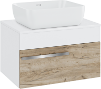 Тумба с раковиной Runo Вудлайн 65 подвесная, крафтовый дуб, раковина Cuatro 50