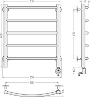 Полотенцесушитель электрический Стилье Формат 12 30512-6050 65x55 см, подключение справа, матовый белый, лесенка