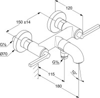Смеситель для ванны с душем Kludi Nova Fonte Puristic 205400515 хром