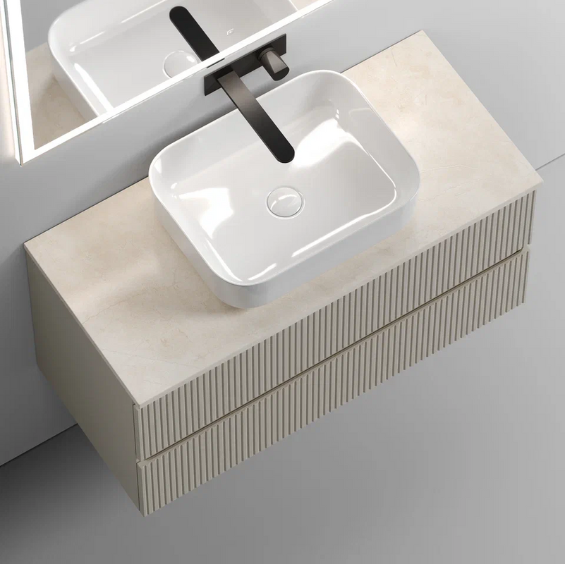 Тумба под раковину со столешницей Sancos Snob T 100 beige soft, столешница бежевая