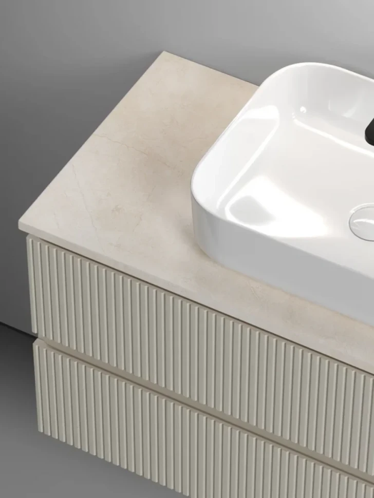 Тумба под раковину со столешницей Sancos Snob T 100 beige soft, столешница бежевая