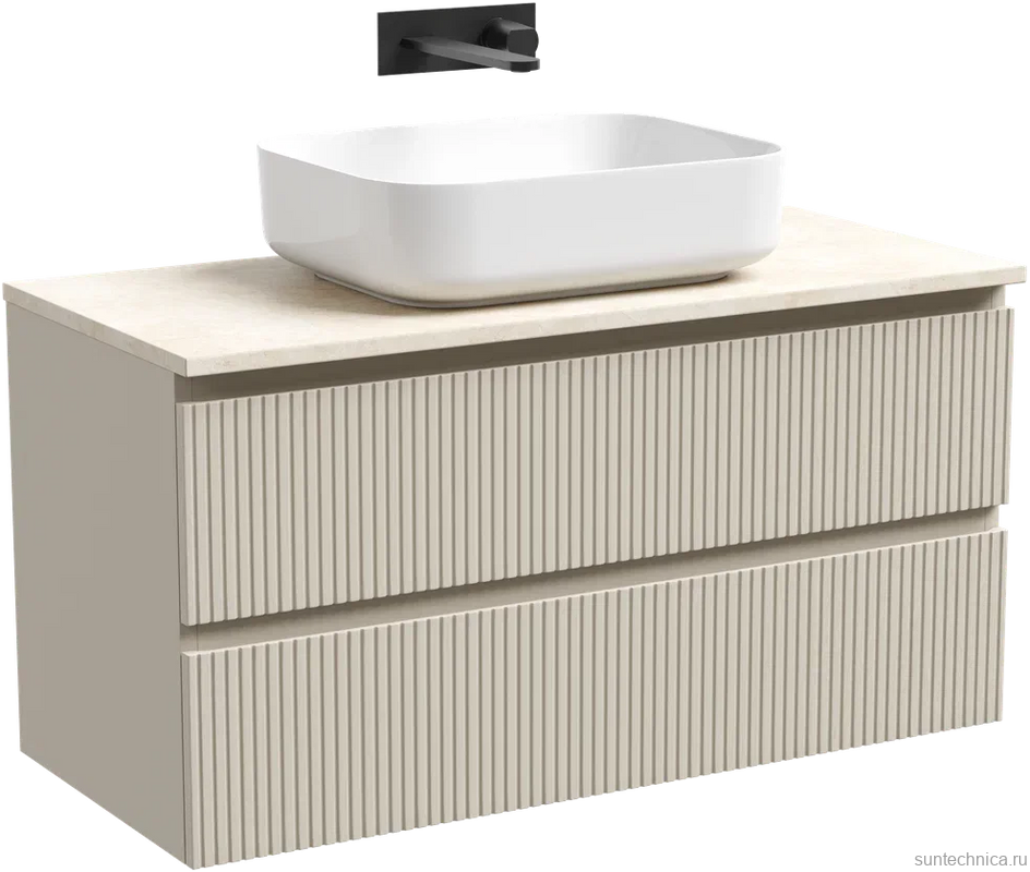 Тумба под раковину со столешницей Sancos Snob T 100 beige soft, столешница бежевая