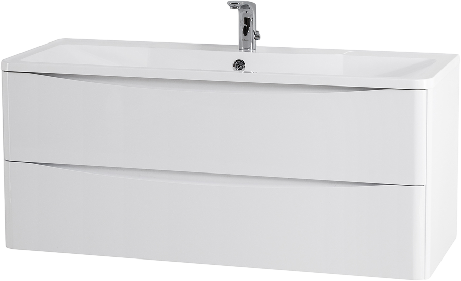 Мебель для ванной комнаты BelBagno Acqua 120 подвесная, bianco lucido, белая глянцевая раковина