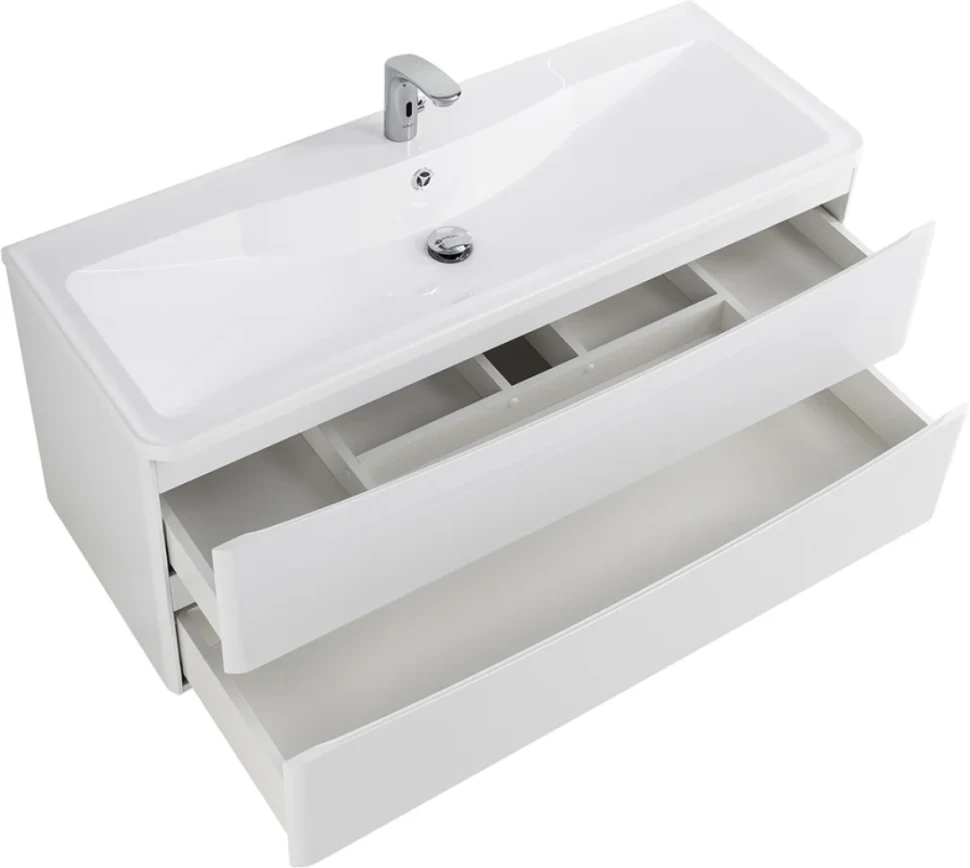 Мебель для ванной комнаты BelBagno Acqua 120 подвесная, bianco lucido, белая глянцевая раковина