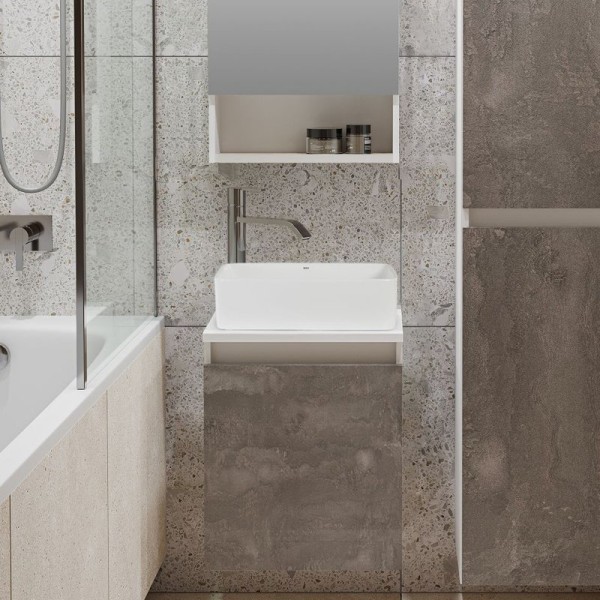 Тумба с раковиной Runo Бари 40 железный камень, раковина Duo 40