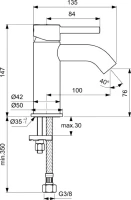 Смеситель для раковины Ideal Standard Ceraline BC268XG черный Смеситель для раковины Ideal Standard Ceraline BC268XG черный