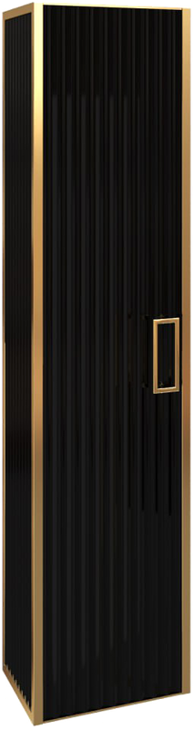 Шкаф пенал для ванной Armadi Art Monaco подвесной, черный глянец, золото