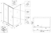 Душевой уголок Veconi Rovigo RV-072 150x80, профиль хром