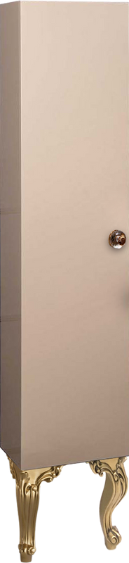 Шкаф пенал для ванной Armadi Art NeoArt капучино с ручкой Flora золото, с ножками